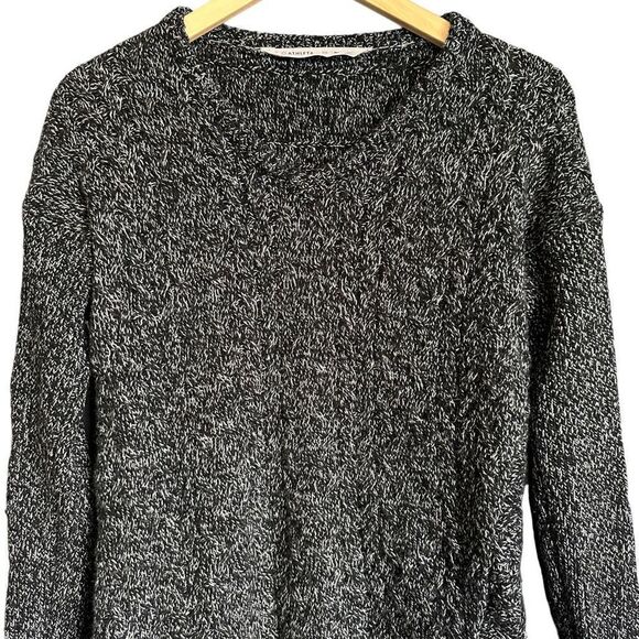 Athleta Northern Lights Chunky Knit Tunic Cashmere Wool Sweater Black Marl - Picture 3 of 10